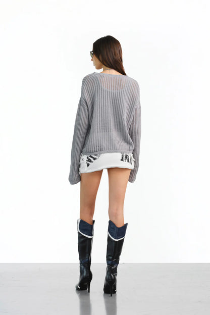 Cool Girl Grey Mesh Top